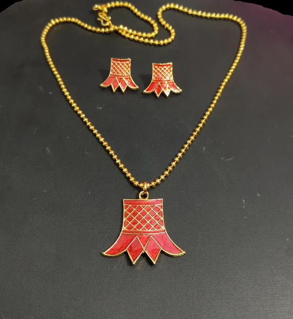 Assamese_Traditional_Red_Meenakari_Thuriya_Jewellery_Set