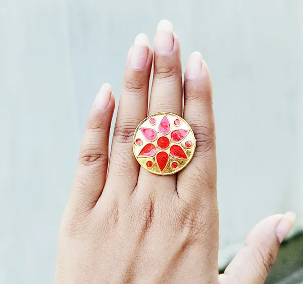 (Pack_Of_2)_Assamese_Traditional_Red_Meenkari_Japi_Finger_Ring