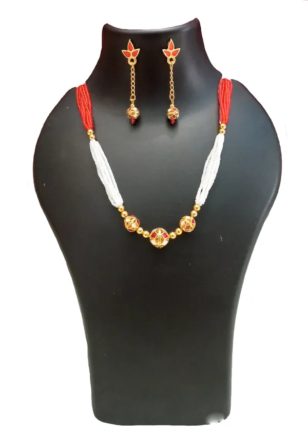 Assamese_Traditional_Red_White_Meenakari_Moni_Mala_Jewellery_Set