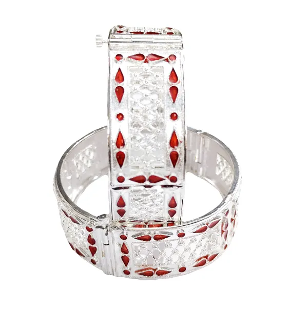 BGGOLD_Assamese_Traditional_Red_Meenakari_Muthikharu_Kada_Bracelet_for_Women