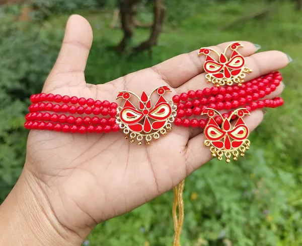 Assamese_Traditional_Gold_Plated_Red_Meenakari_Loka_Paro_Golpata_Necklace_Set_For_Women_&_Girls