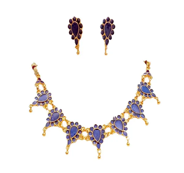 Assamese_Traditional_Blue_Meenakari_Golpata_Jewellery_Set