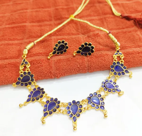Assamese_Traditional_Blue_Meenakari_Golpata_Jewellery_Set
