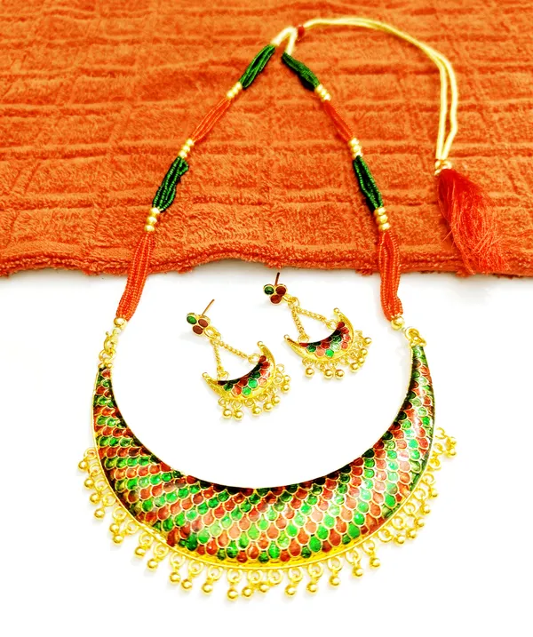 Assamese_Traditional_Red_Green_Meenakari_Junbiri_Jewellery_Set