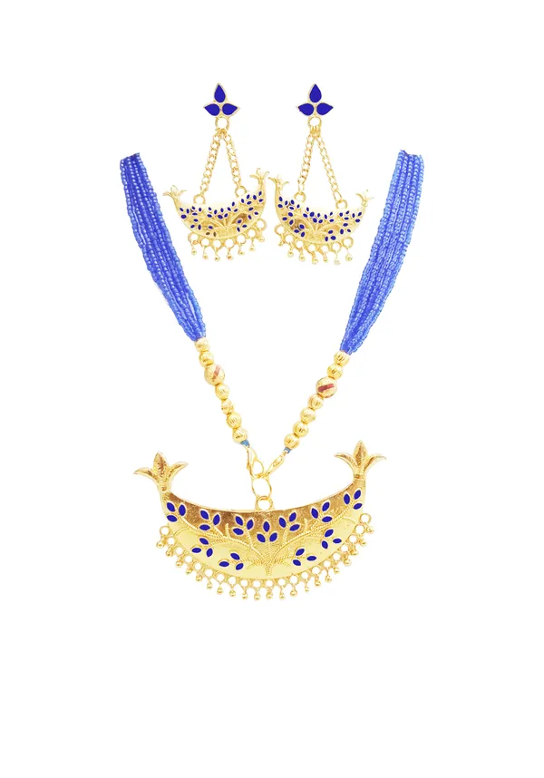 Assamese_Traditional_Blue_Colour_Joonbiri_Jewellery_Set_For_Women