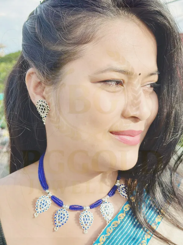 Assamese_Traditional_Silver_Plated_Blue_Minakari_Golpata_Necklace_Set_For_Women