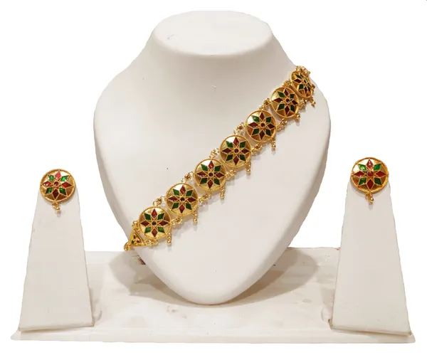 Assamese_Traditional_Red_Green_Meenakari_Jewellery_Set_For_Women