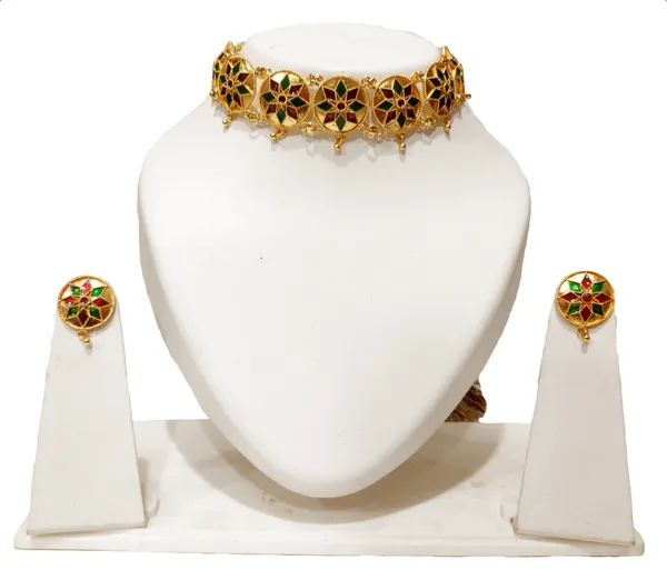 Assamese_Traditional_Red_Green_Meenakari_Jewellery_Set_For_Women