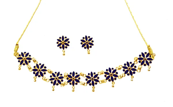Assamese_Traditional_Gold_Plated_Blue_Colour_Golpata_Necklace_Set_For_Girls_&_Women