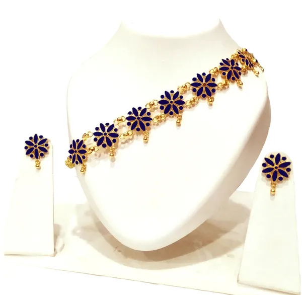 Assamese_Traditional_Gold_Plated_Blue_Colour_Golpata_Necklace_Set_For_Girls_&_Women