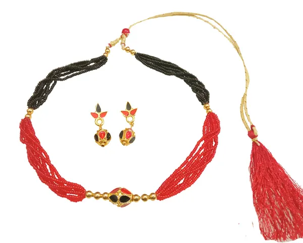Assamese_Traditional_Gold_Plated_Red_Black_Colour_Monimalal_Tassel_Golpata_Necklace_Set_For_Women_And_Girl