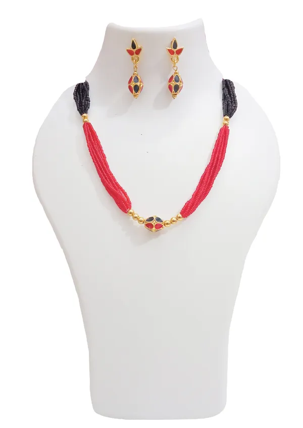 Assamese_Traditional_Gold_Plated_Red_Black_Colour_Monimalal_Tassel_Golpata_Necklace_Set_For_Women_And_Girl