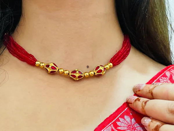 Copper_Based_Assamese_Traditional_Red_Meenakari_3_Moni_Mala_Jewellery_Set