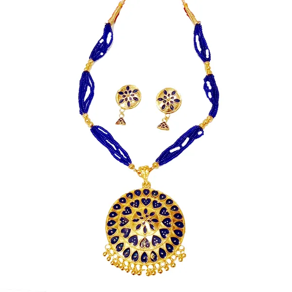 Assamese_Traditional_Blue_Meenakari_Japi_Tassel_Jewellery_Set