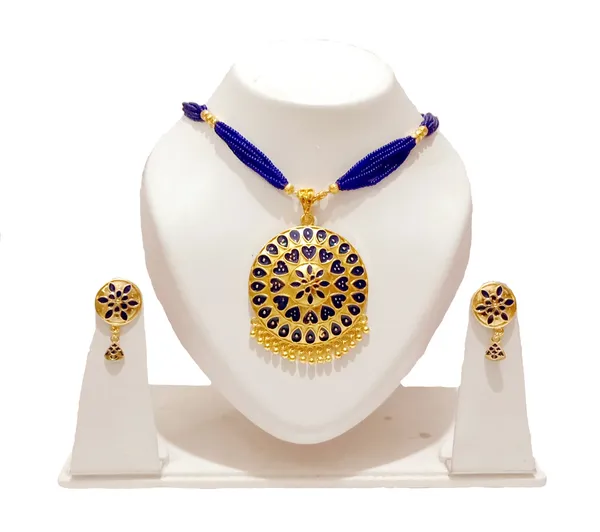 Assamese_Traditional_Blue_Meenakari_Japi_Tassel_Jewellery_Set
