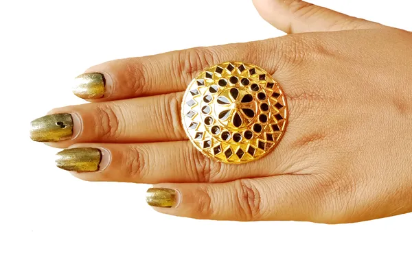 (Pack_Of_2)_Assamese_Traditional_Gold_Plated_Black_Meenakari_Japi_Finger_Ring_For_Girls_&_Women