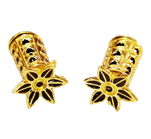 Assamese_Traditional_Gold_Plated_Black_Meenakari_Thuriya_Earring_Set_For_Women_&_Girls