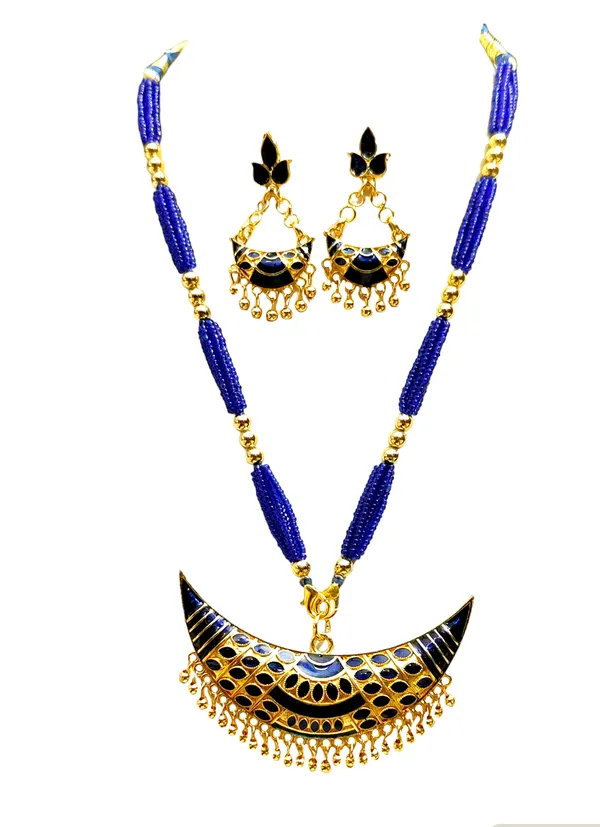 Assamese_Traditional_Blue_Meenakari_Junbiri_Jewellery_Set
