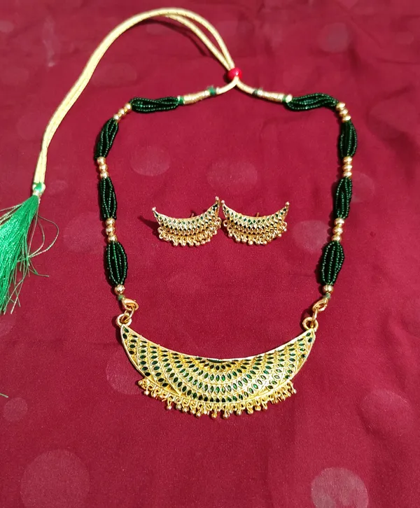 Assamese_Traditional_Green_Meenakari_Junbiri_Jewellery_Set