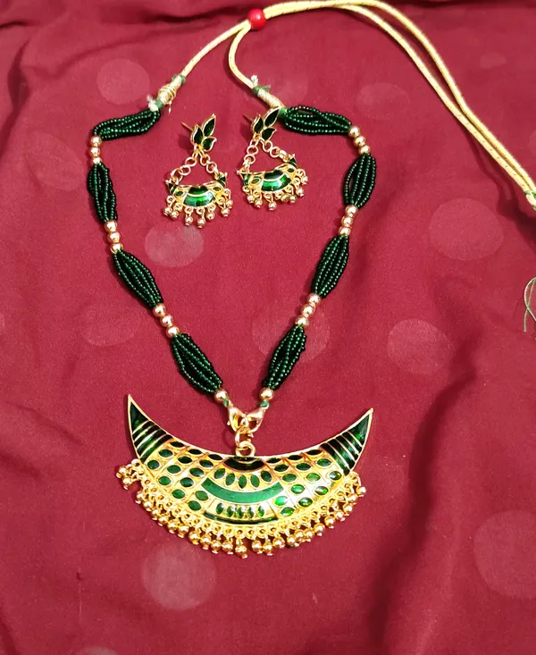 Assamese_Traditional_Green_Meenakari_Junbiri_Jewellery_Set
