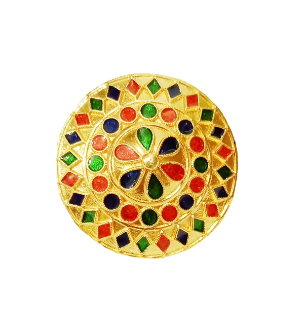 (Pack_Of_2)_Assamese_Traditional_Gold_Plated_Multicolor_Japi_Finger-Ring_For_Girls_&_Women