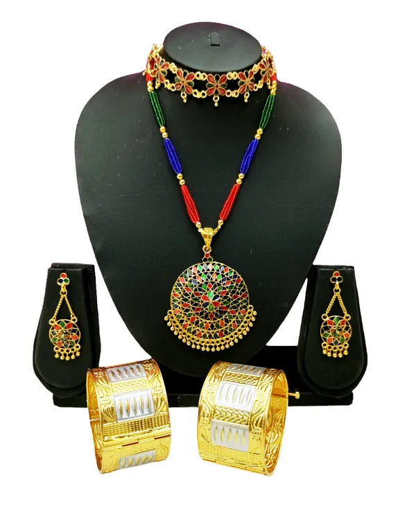 Copper_Based_Assamese_Traditional_Multicolor_Meenakari_Bridal_Combo_Jewellery_Set