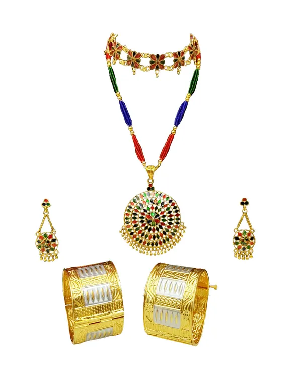 Copper_Based_Assamese_Traditional_Multicolor_Meenakari_Bridal_Combo_Jewellery_Set