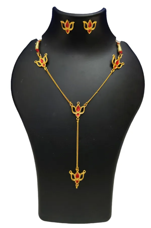 assamese_traditional_red_black_meenakari_lotus_jewellery_set