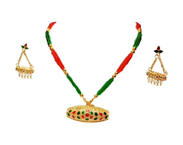 Assamese_Traditional_Red_Green_Meenakari_Dholbiri_Tassel_Jewellery_Set