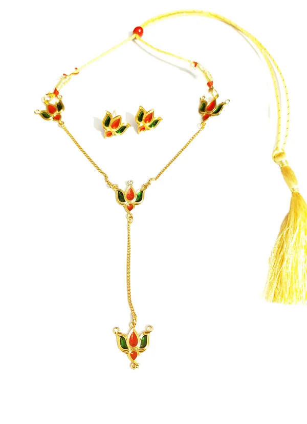 bggold_copper_based_assamese_traditional_red_green_meenakari_lotus_jewellery_set