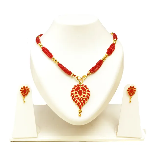 Assamese_Traditional_Red_Meenakari_Dugdugi_Jewellery_Set_For_Girls_&_Women