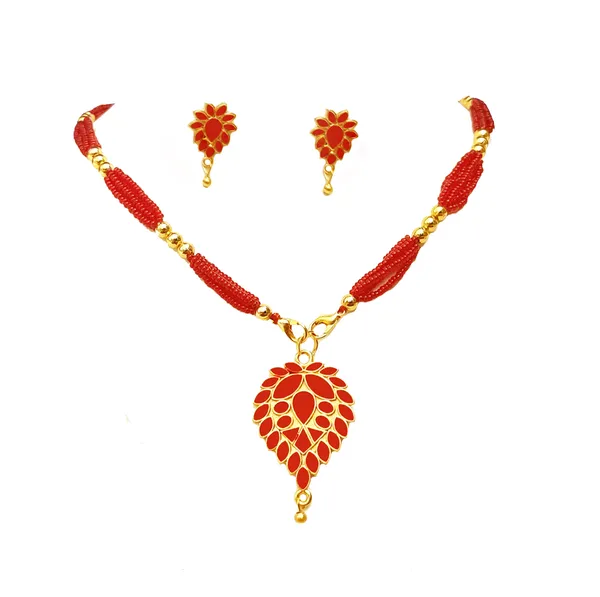 Assamese_Traditional_Red_Meenakari_Dugdugi_Jewellery_Set_For_Girls_&_Women
