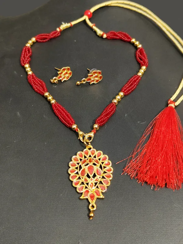 Assamese_Traditional_Red_Meenakari_Dugdugi_Jewellery_Set