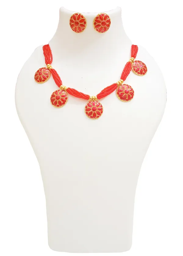 Assamese_Traditional_Red_Meenakari_Red_Japi_Golpata_Jewellery_Set