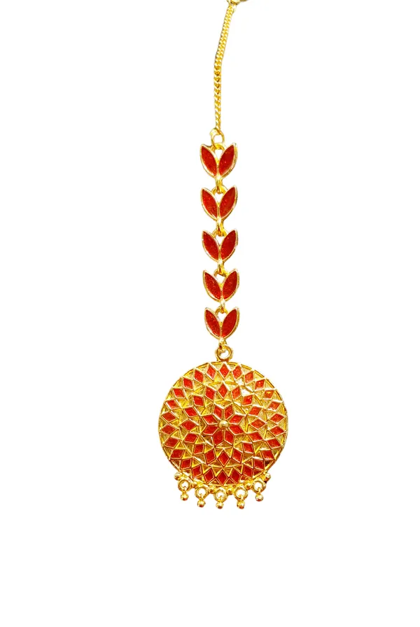 Assamese_Traditional_Red_Meenakari_Japi_Maang_Tika