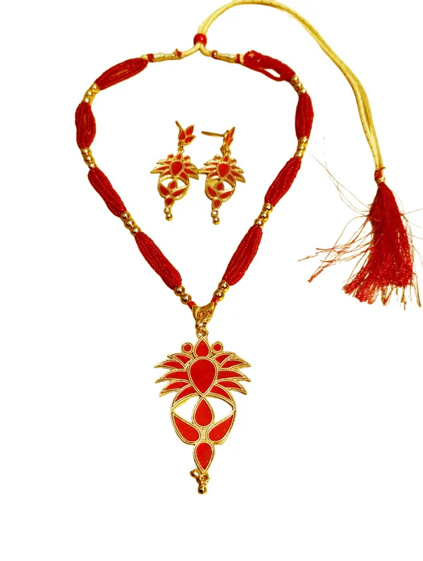 Assamese_Traditional_Red_Meenakari_Jehti_Patiya_Jewellery_Set