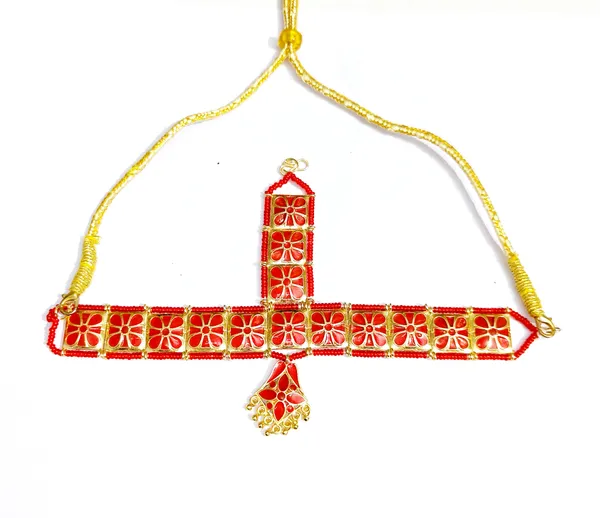 Copper_Based_Assamese_Traditional_Red_Meenakari_Maang_Tikka