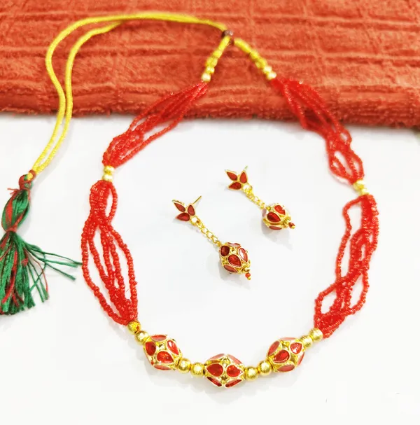 Copper_Based_Assamese_Traditional_Red_Meenakari_3_Moni_Mala_Jewellery_Set