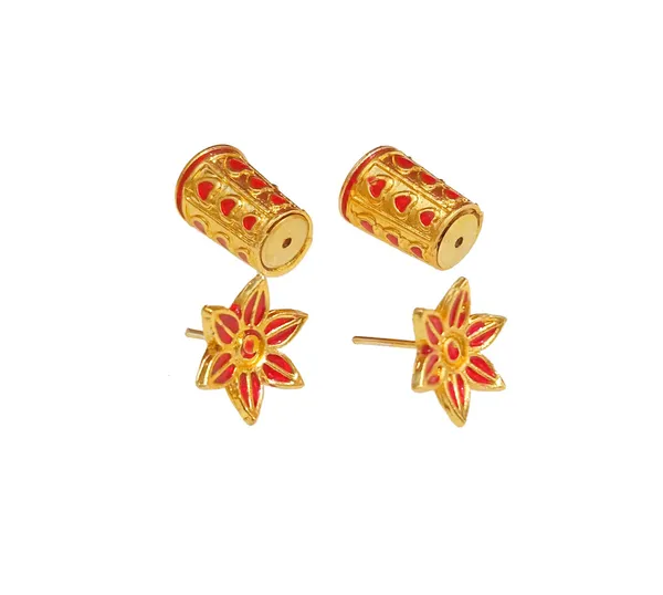 Assamese_Traditional_Red_Meenakari_Thuriya_Earring_Set
