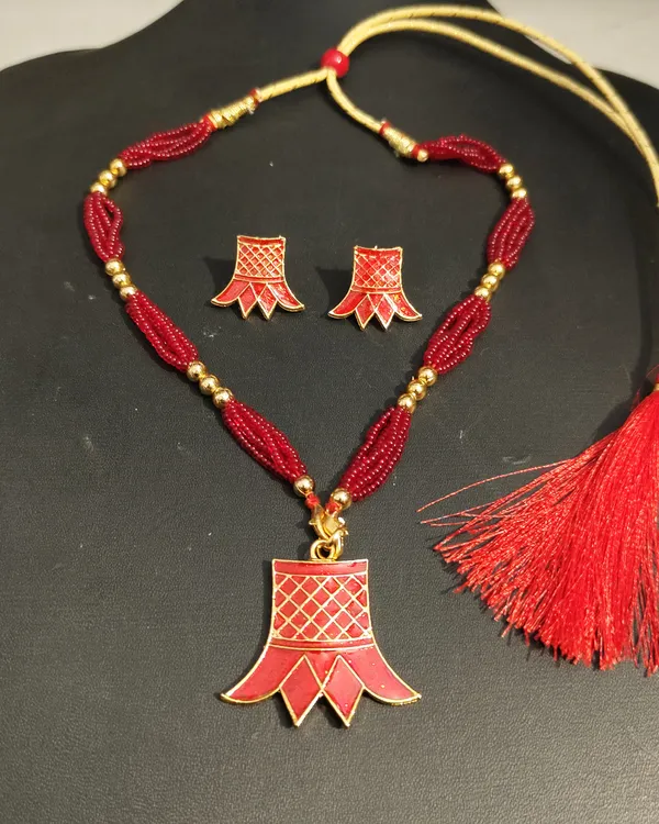 Assamese_Traditional_Red_Meenakari_Thuriya_Jewellery_Set