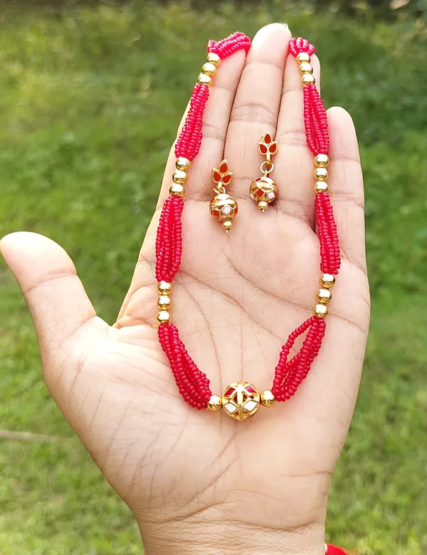 Assamese_Traditional_Red_White_Moni_Mala_Jewellery_Set
