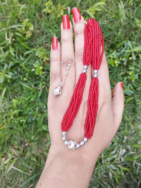 Assamese_Traditional_Silver/_Red_Moni_Mala_Jewellery_Set