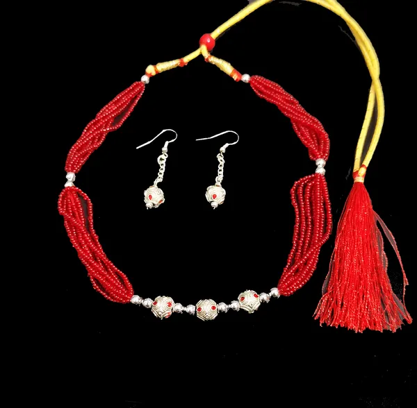 Assamese_Traditional_Silver/_Red_Moni_Mala_Jewellery_Set