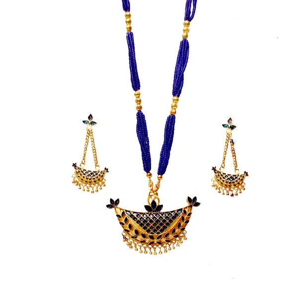 Assamese_Traditional_Gold_Plated_Blue_Colour_Joonbiri_Tassel_Jewellery_Set_For_Girls_&_Women