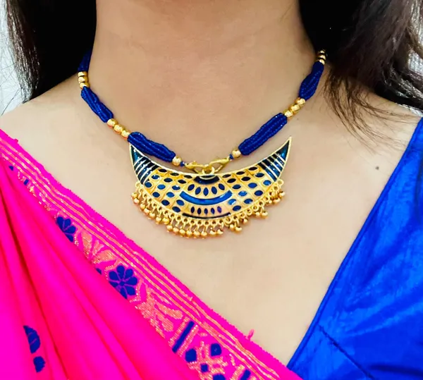 Assamese_Traditional_Blue_Meenakari_Junbiri_Jewellery_Set