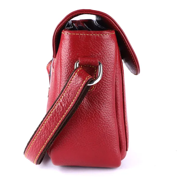 HiLEDER_Genuine_Leather_Crossbody_Sling_Messenger_Slim_Shoulder_Purse_Satchel_Bag_for_Women_&_Girl_with_Magnetic_Snap_Closure_|_Medium_Size_|_Red