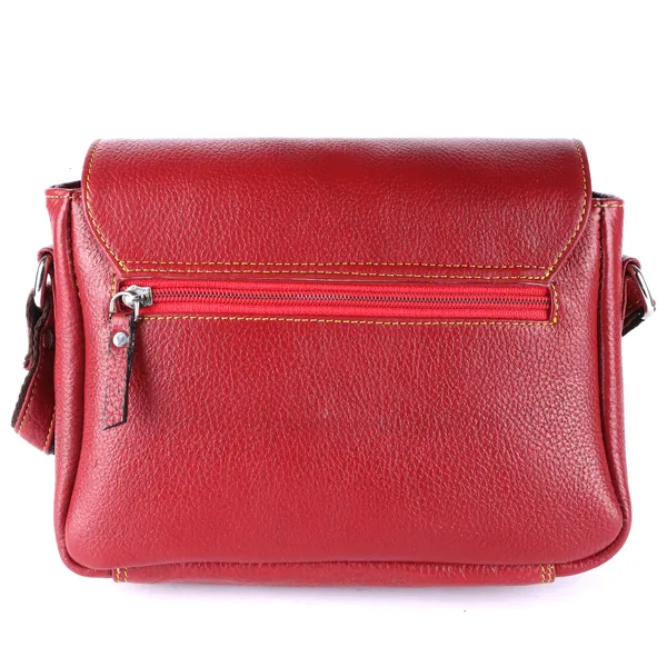 HiLEDER_Genuine_Leather_Crossbody_Sling_Messenger_Slim_Shoulder_Purse_Satchel_Bag_for_Women_&_Girl_with_Magnetic_Snap_Closure_|_Medium_Size_|_Red