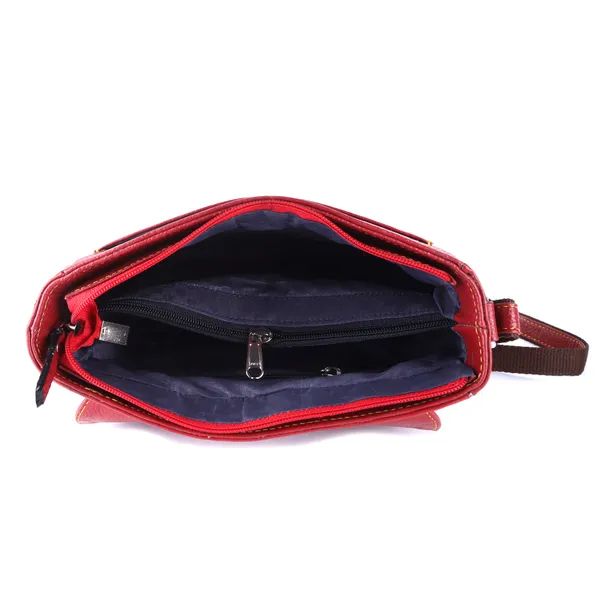 HiLEDER_Genuine_Leather_Crossbody_Sling_Messenger_Slim_Shoulder_Purse_Satchel_Bag_for_Women_&_Girl_with_Magnetic_Snap_Closure_|_Medium_Size_|_Red