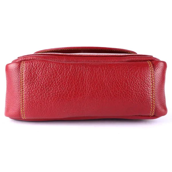 HiLEDER_Genuine_Leather_Crossbody_Sling_Messenger_Slim_Shoulder_Purse_Satchel_Bag_for_Women_&_Girl_with_Magnetic_Snap_Closure_|_Medium_Size_|_Red