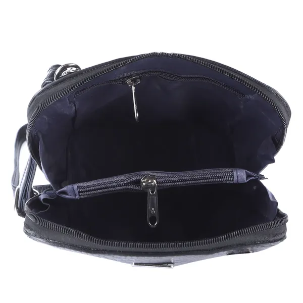 HiLEDER_Genuine_Leather_Crossbody_Sling_Messenger_Slim_Shoulder_Purse_Satchel_Textured_Bag_for_Women_&_Girl_With_Zipper_Closure_|_Medium_Size_|Black